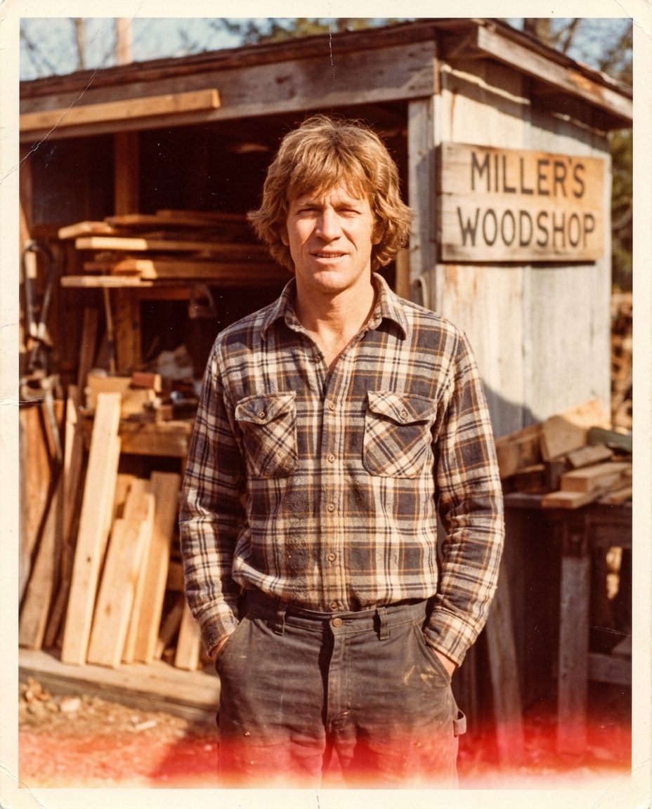 Nineteen seventy-nine, outside the workshop, on the first day. Mom took it and never told you.